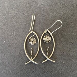 Fun Silver Fish Hook Earrings